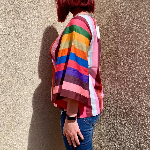 NWT Anthropologie Striped Rainbow Crop Top - Picture 6 of 11